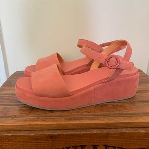 Camper Misia Pink Platform Suede Sandals